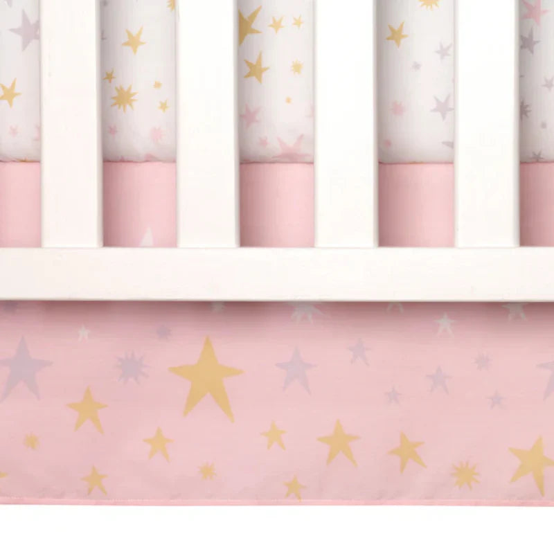 Bundle: Soho Baby Ellison Rustic White 4-in-1 Convertible Crib + Bedtime Originals Rainbow Unicorn and Fox Musical Baby Crib Mobile + Bedding Set + Diaper Stacker