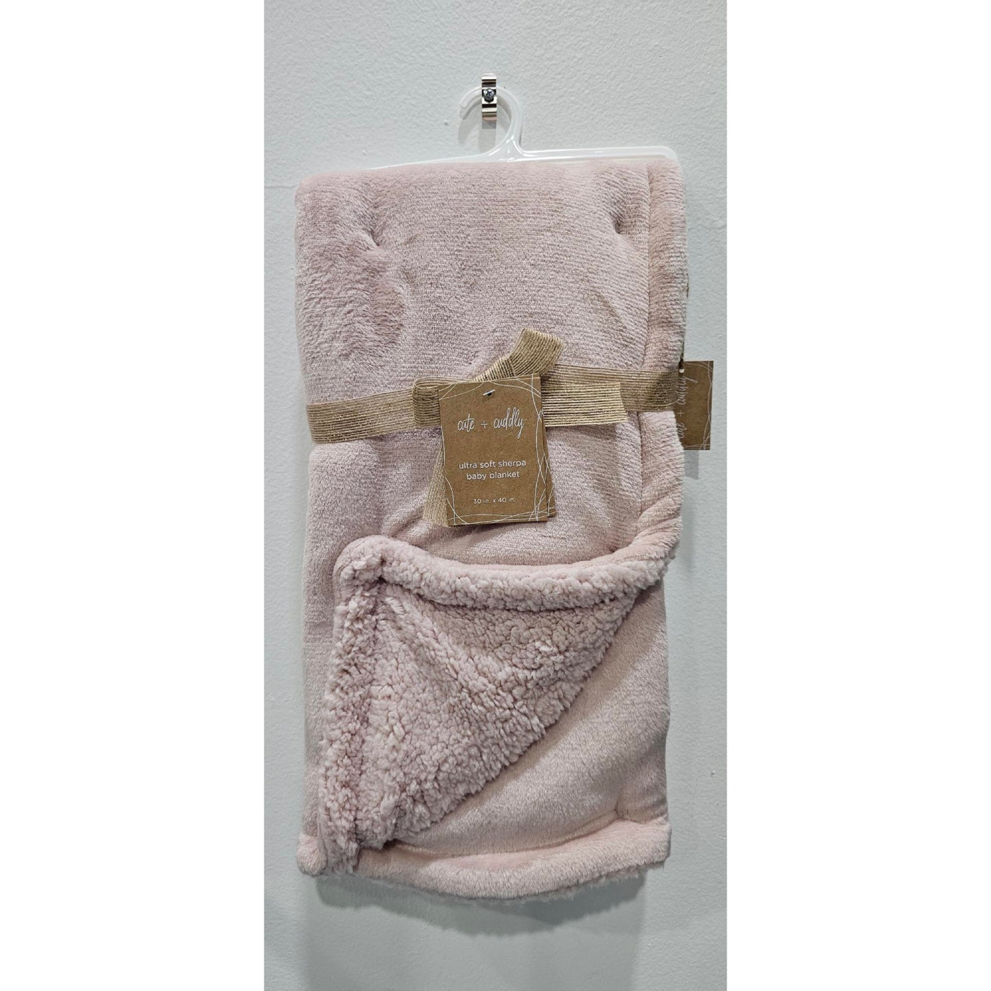 S.L Home Fashions 30" x 40" Solid Sherpa Baby Blanket - Pink