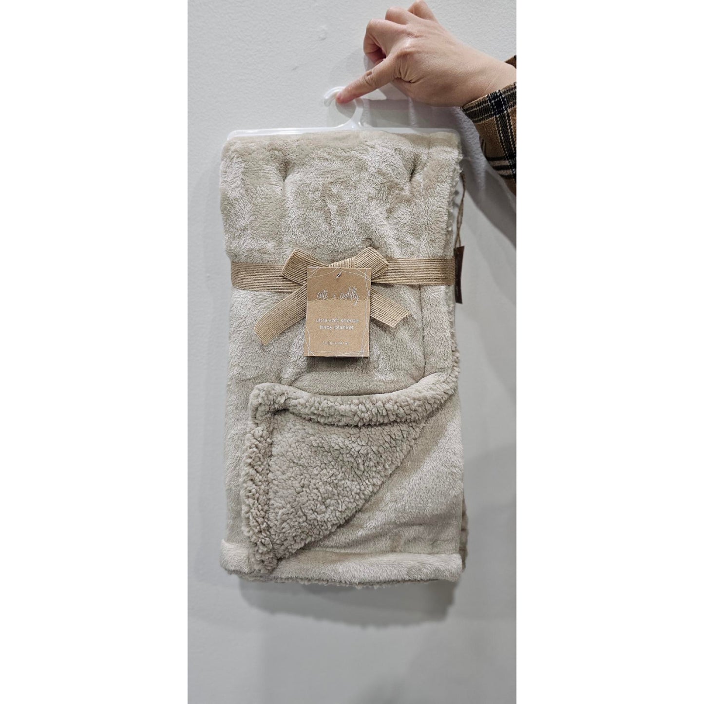 Manta de bebé de sherpa lisa de 30" x 40" de SL Home Fashions, color topo