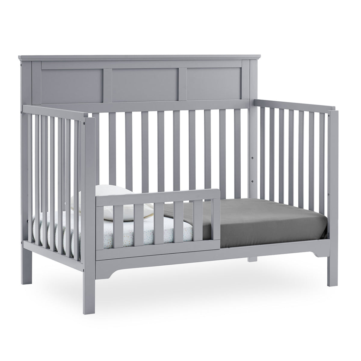 Delta Children Sweet Beginnings Hart Flat Top Gray 6-in-1 Convertible Wooden Crib