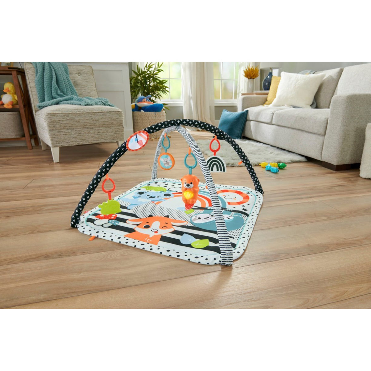 Fisher-Price 3-in-1 Music Glow and Grow Gym Infant Playmat with Lights and Removable Toys