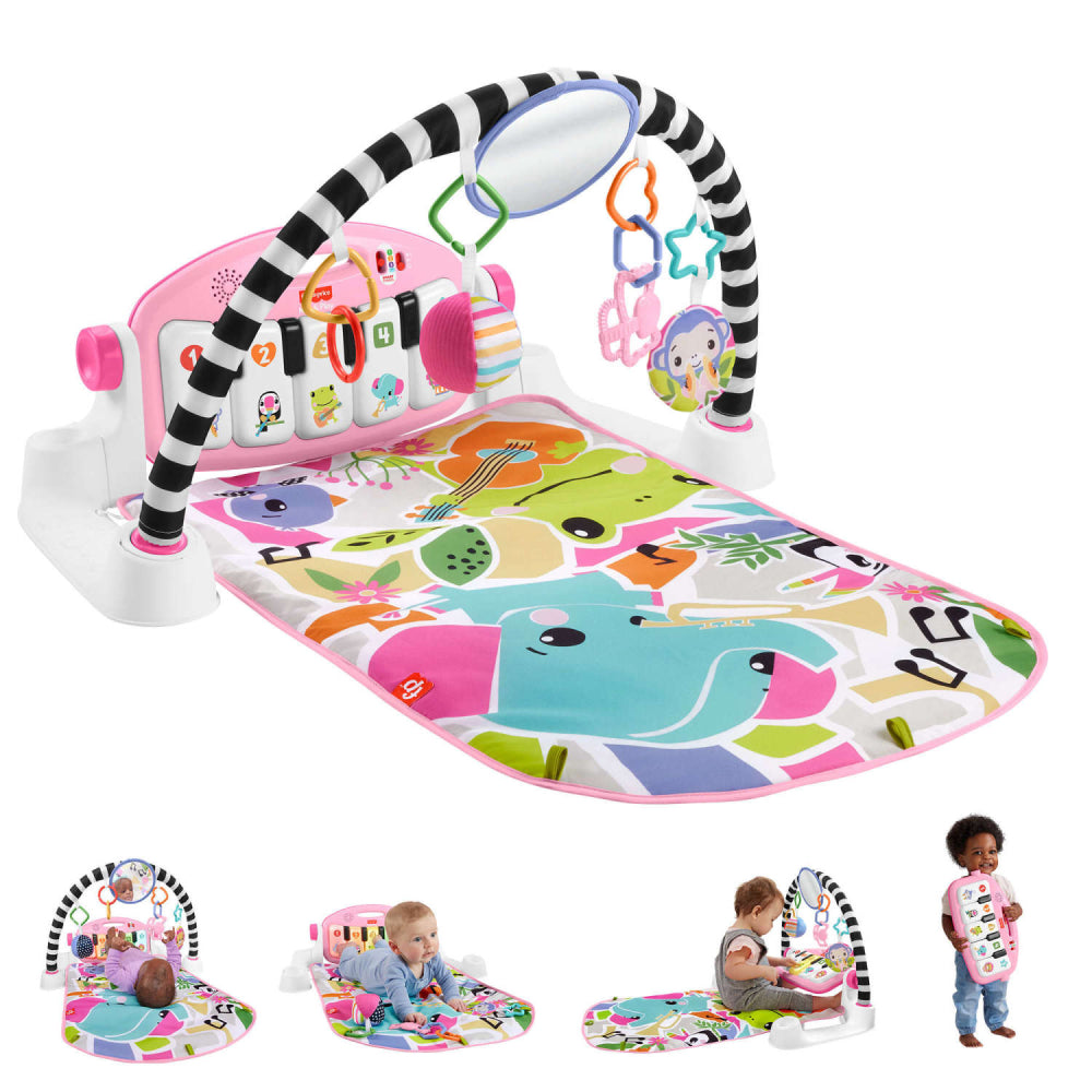 Fisher-Price 4-in-1 Glow and Grow Kick and Play Piano Gym Baby Playmat with Musical Learning Toy - Pink