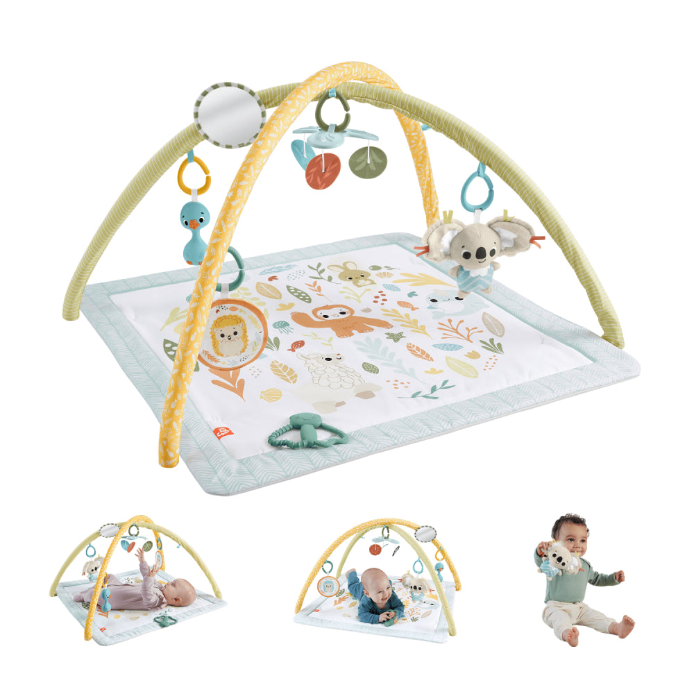 Fisher-Price Simply Senses Newborn Gym Activity Mat with 6 Sensory Toys - Multicolor