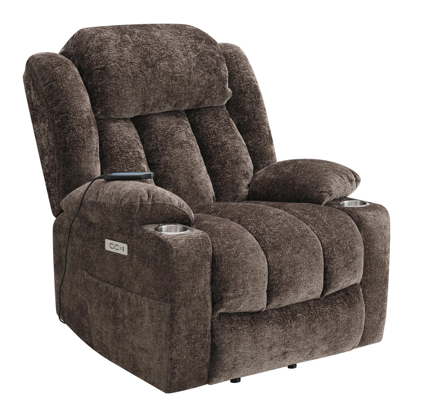 Orion Brown Power Recliner With Lift, Massage And Heating