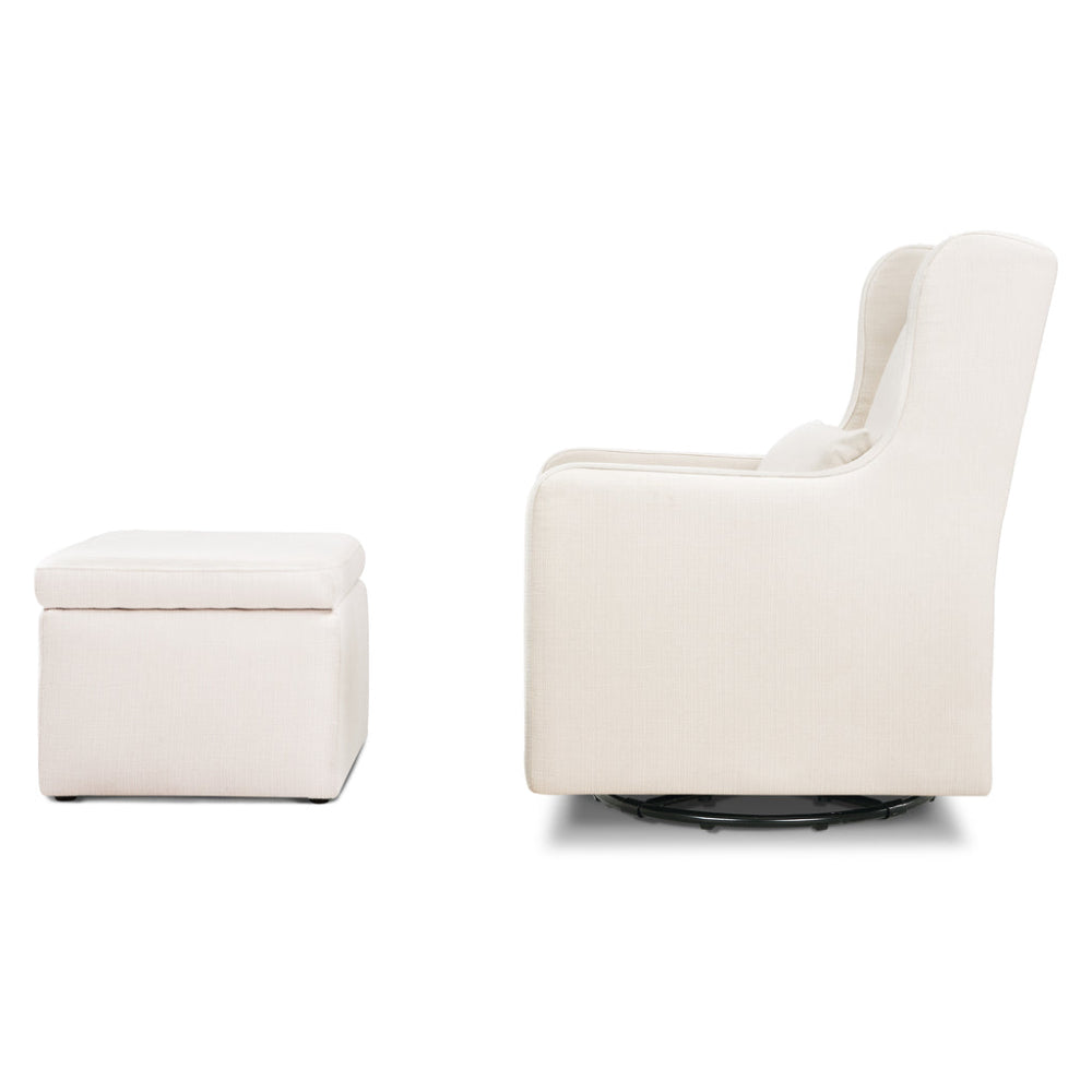 Adrian 37.5" Cream Swivel Glider with Storage Ottoman by DaVinci