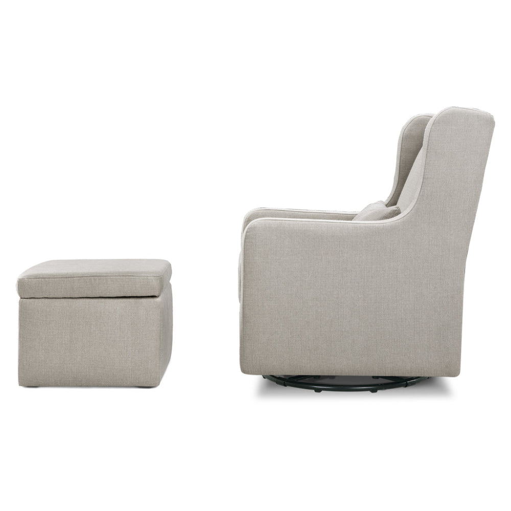 Adrian 37.5" Gray Swivel Glider with Storage Ottoman by DaVinci