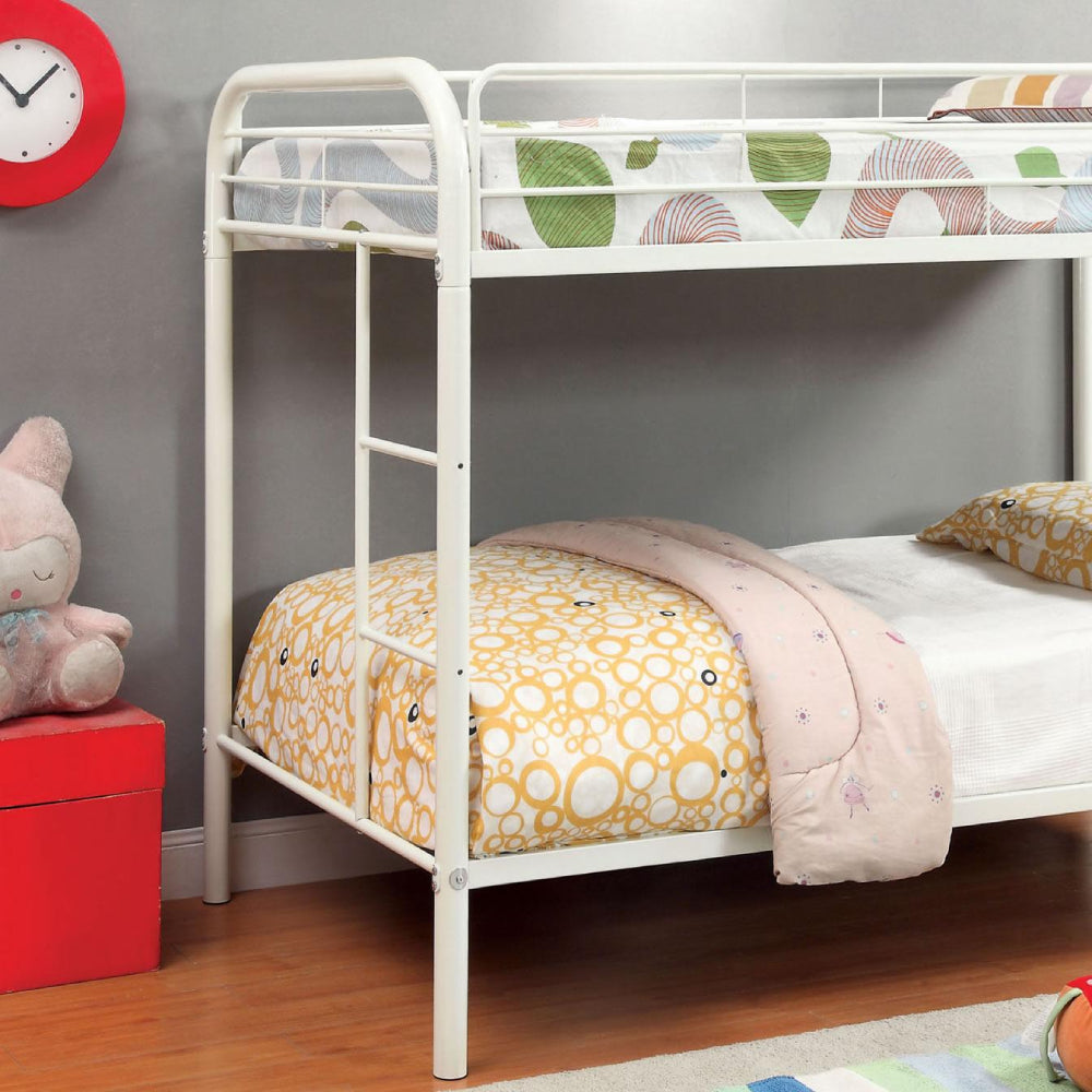 Cama litera Rainbow Twin sobre Twin de Furniture of America, color blanco