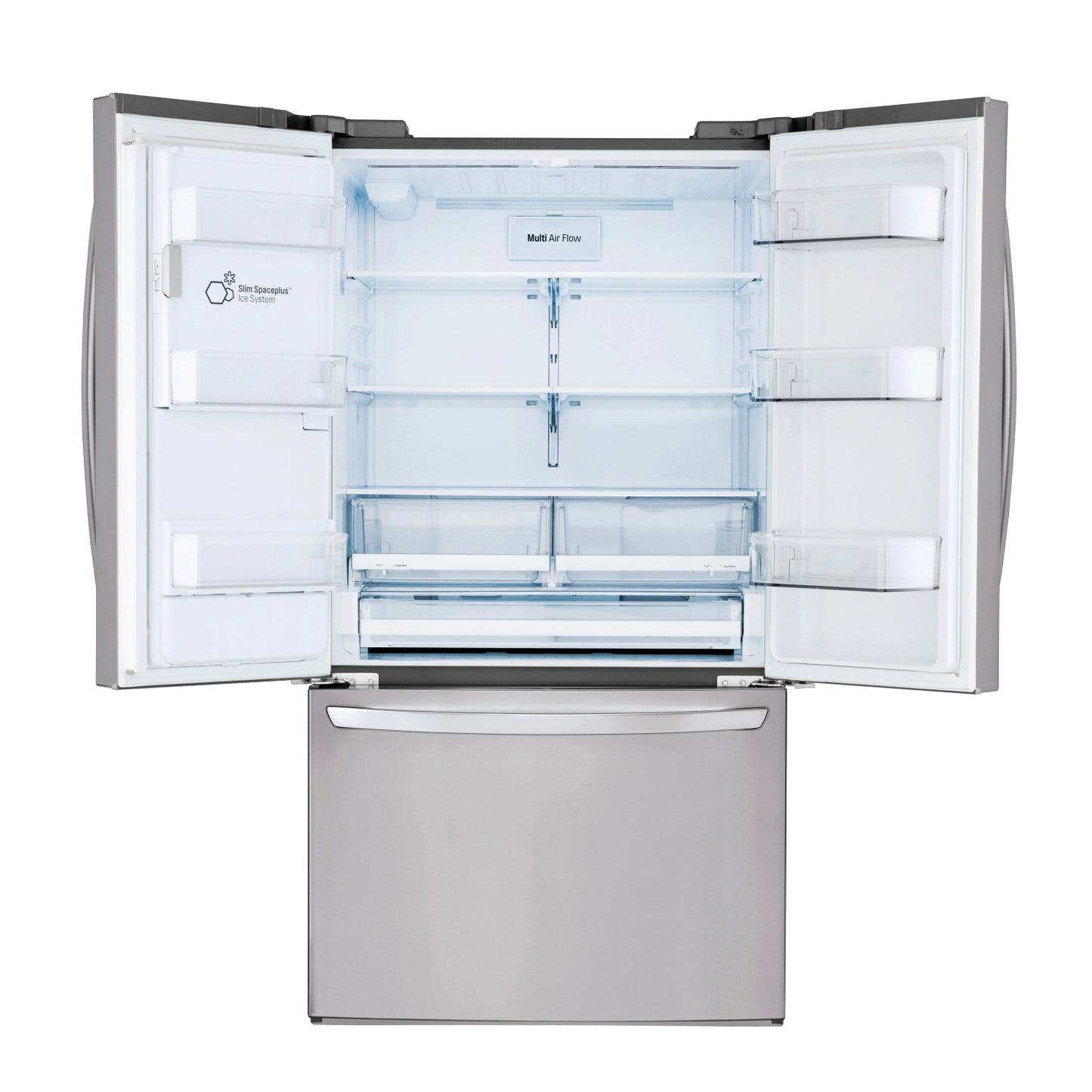 Refrigerador LG LRFS28XBS de 27,7 pies cúbicos con 3 puertas francesas y dispensador de hielo y agua - Acero inoxidable