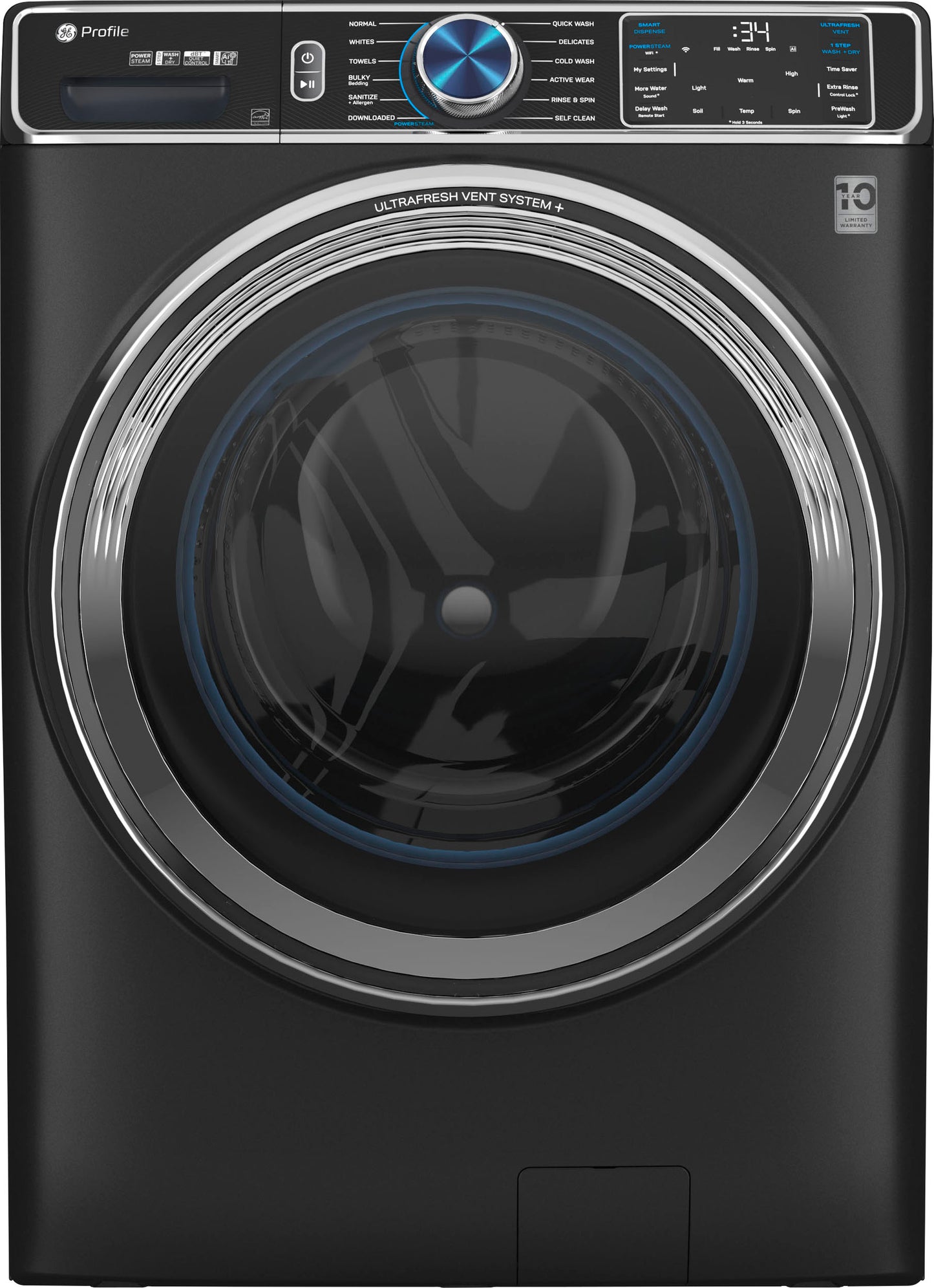 GE Profile - 5.3 cu. ft Smart Front Load Steam Washer with Vent System & Microban Antimicrobial Technology - Carbon Graphite