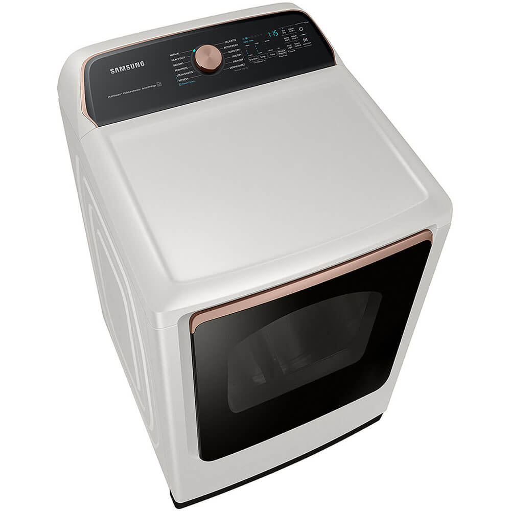 Secadora eléctrica Samsung DVE55A7300E de 7,4 pies cúbicos con Steam Sanitize+, color marfil, con certificación ENERGY STAR