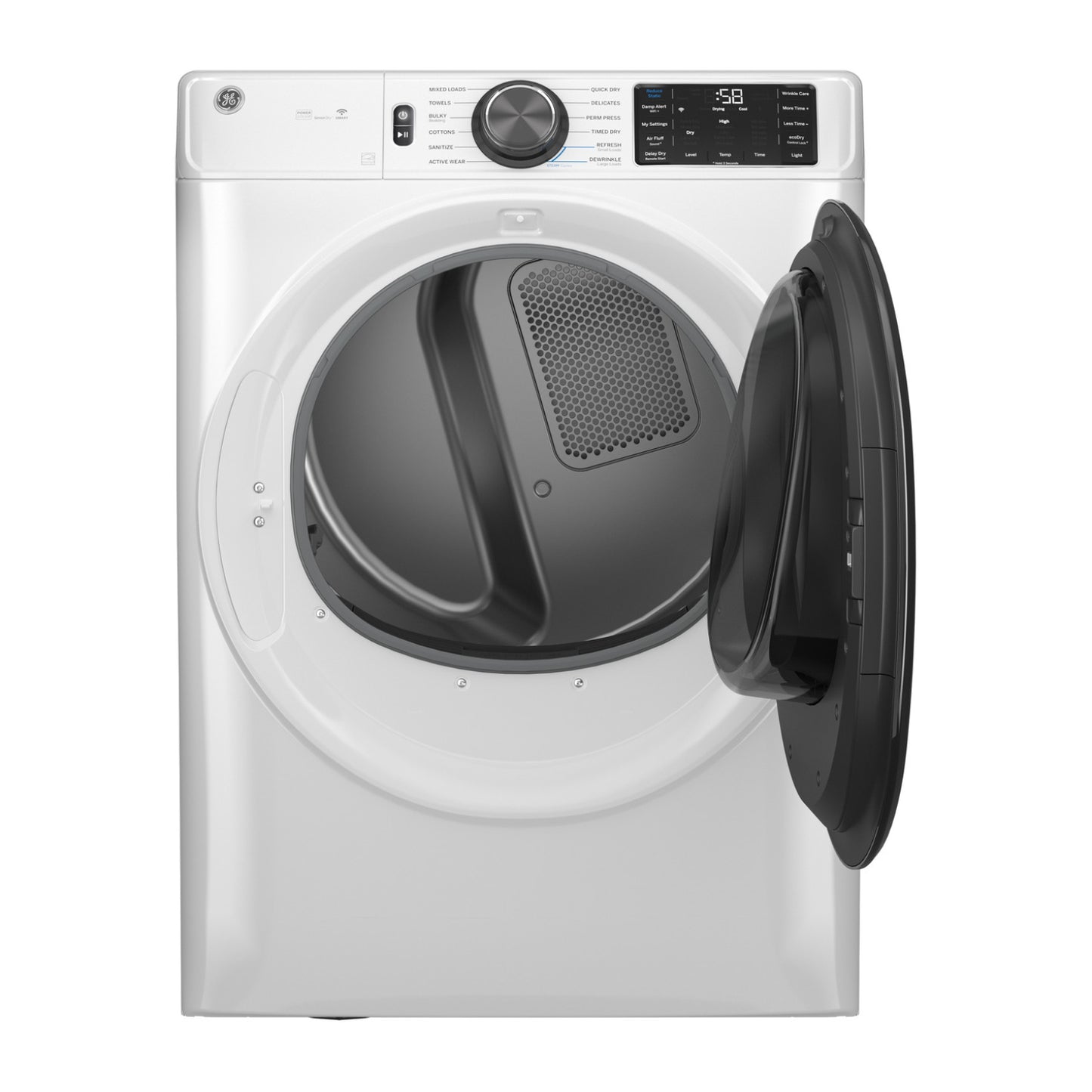 GE GFD65ESSVWW 7.8 cu.ft. Vented Front Load Electric Dryer - Stackable with Steam and Sanitize Cycle - White, ENERGY STAR Certified