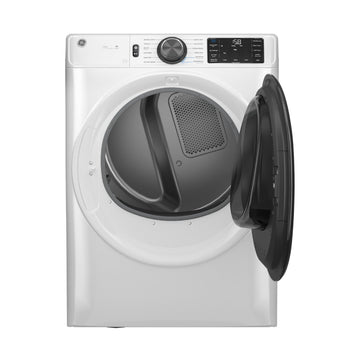 Secadora a gas GE GFD65GSSVWW de 7,8 pies cúbicos con ventilación y carga frontal, apilable, con ciclo de vapor y desinfección, color blanco, con certificación ENERGY STAR