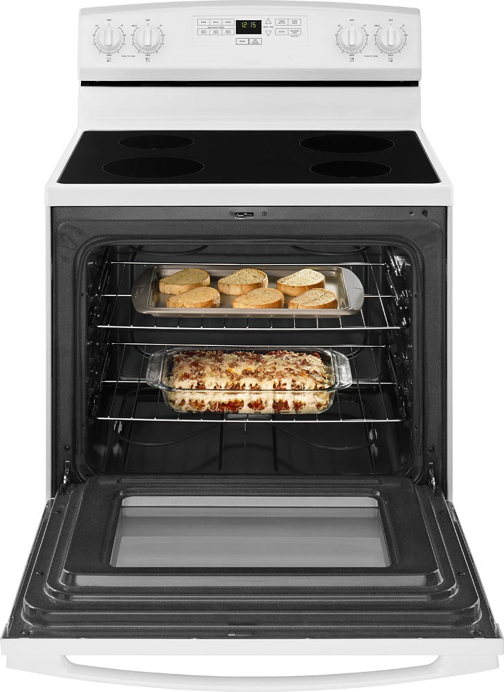 Amana AER6303MFW Cocina eléctrica independiente de 4,8 pies cúbicos con ventana de horno extragrande - Color blanco 