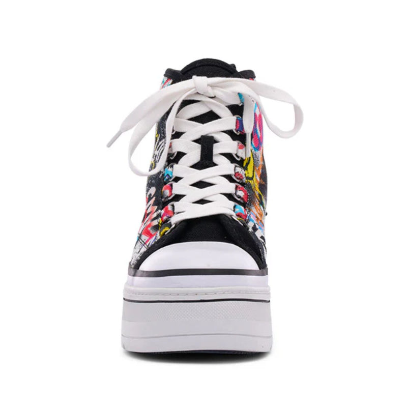 D'Amelio Women's Eyekonn Platform Sneakers (Size 7) - Graffiti/Black