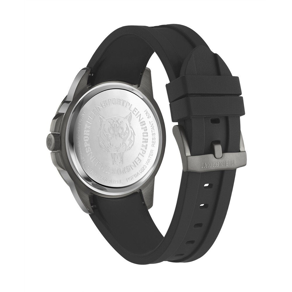 Reloj de cuarzo para hombre Plein Sport Touchdown de 44 mm con correa de piel, color negro