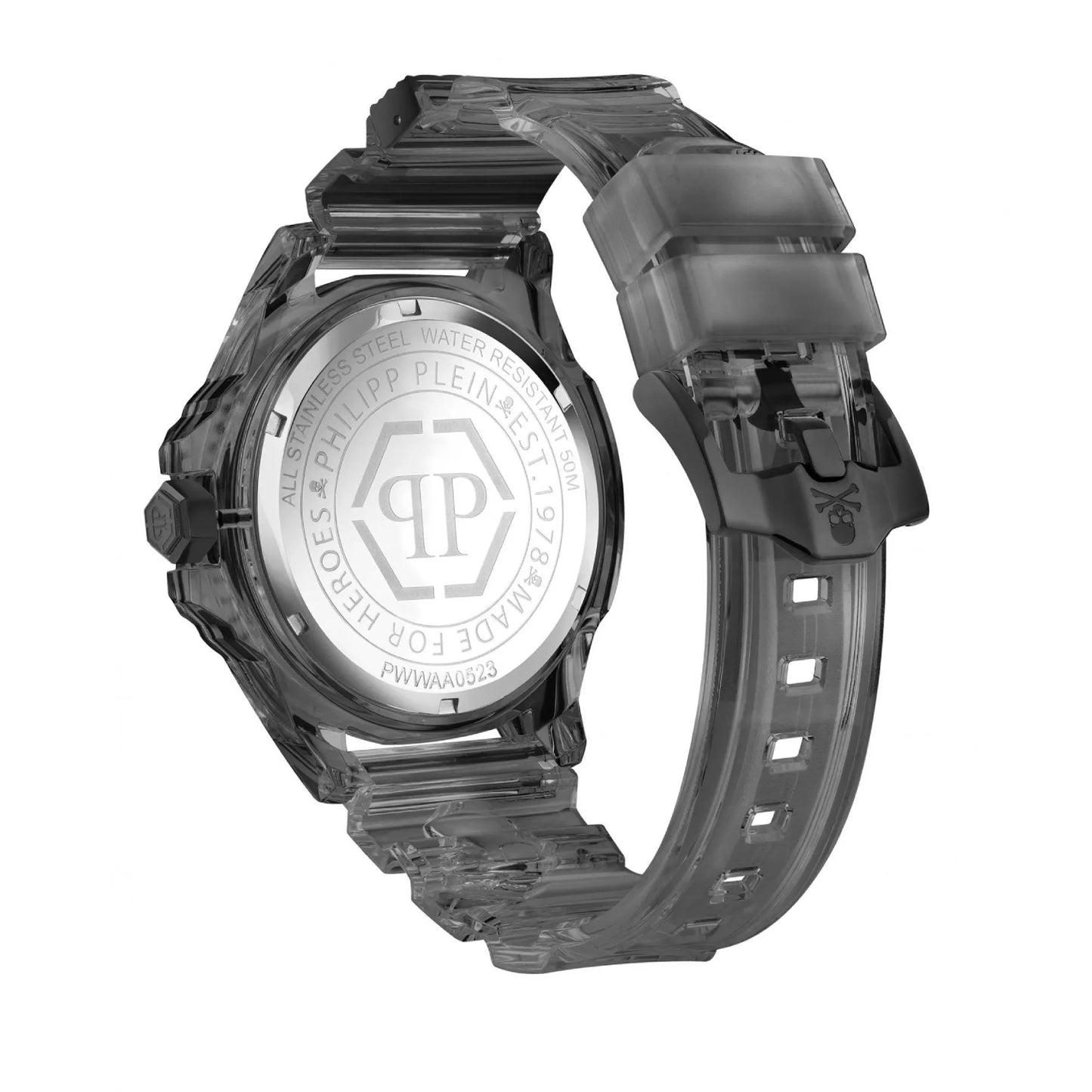 Philipp Plein The Skull Synthetic Men's 45mm Three-Hand Strap Watch - Black