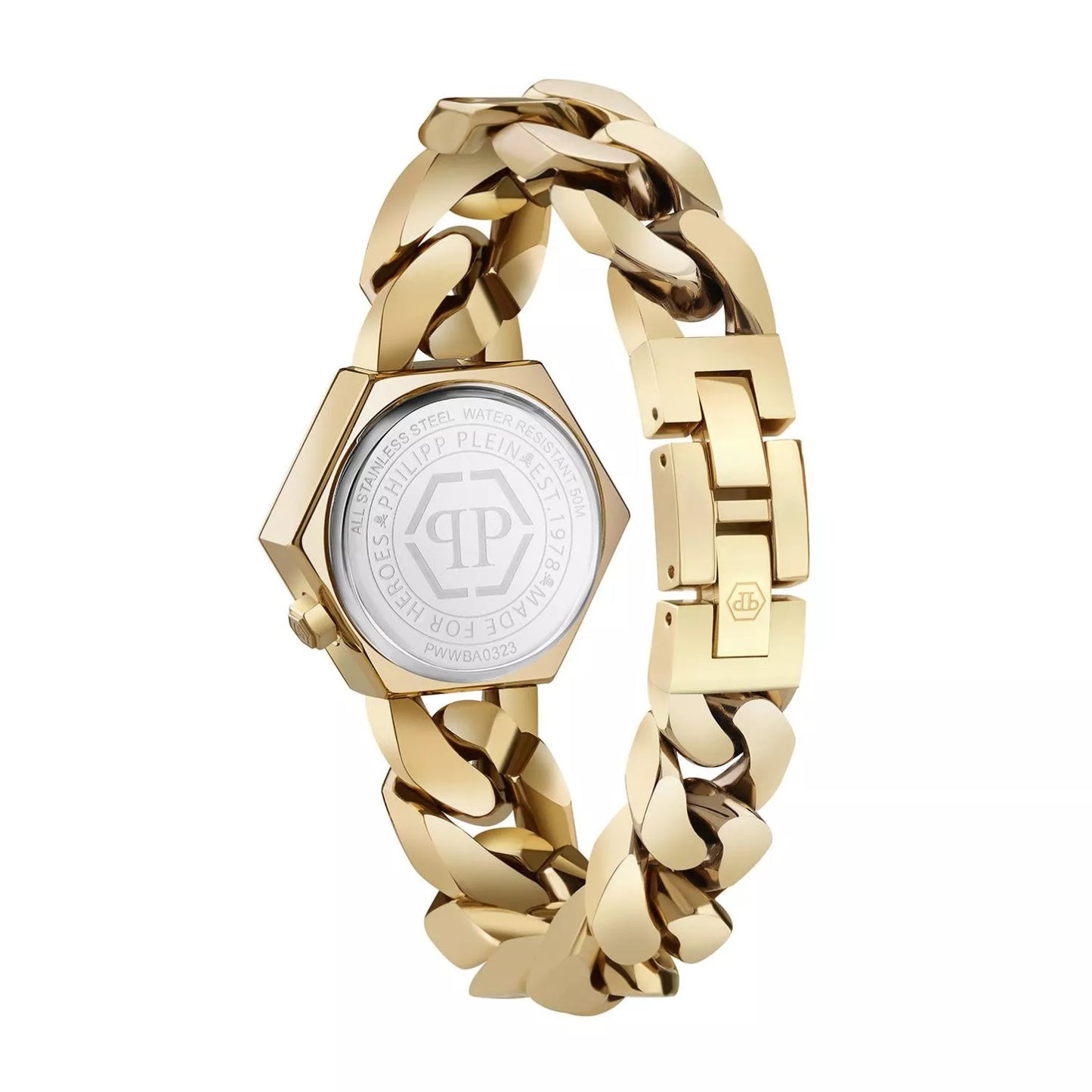 Reloj de pulsera de dos manecillas para mujer Philipp Plein The Hexagon Groumette de 28 mm - Dorado