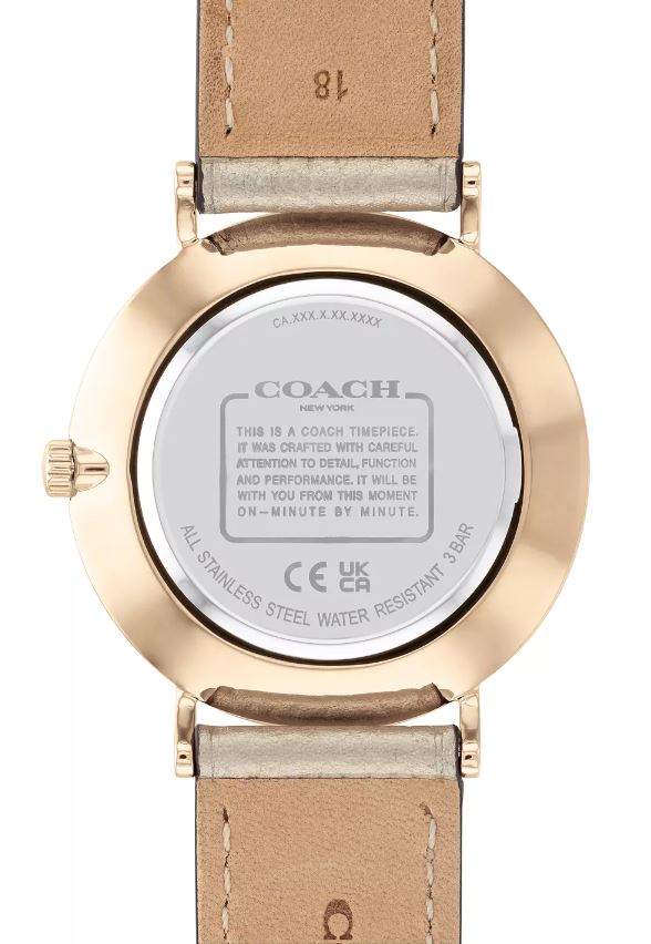 Coach Women's Perry Gold-Tone Leather Strap Watch