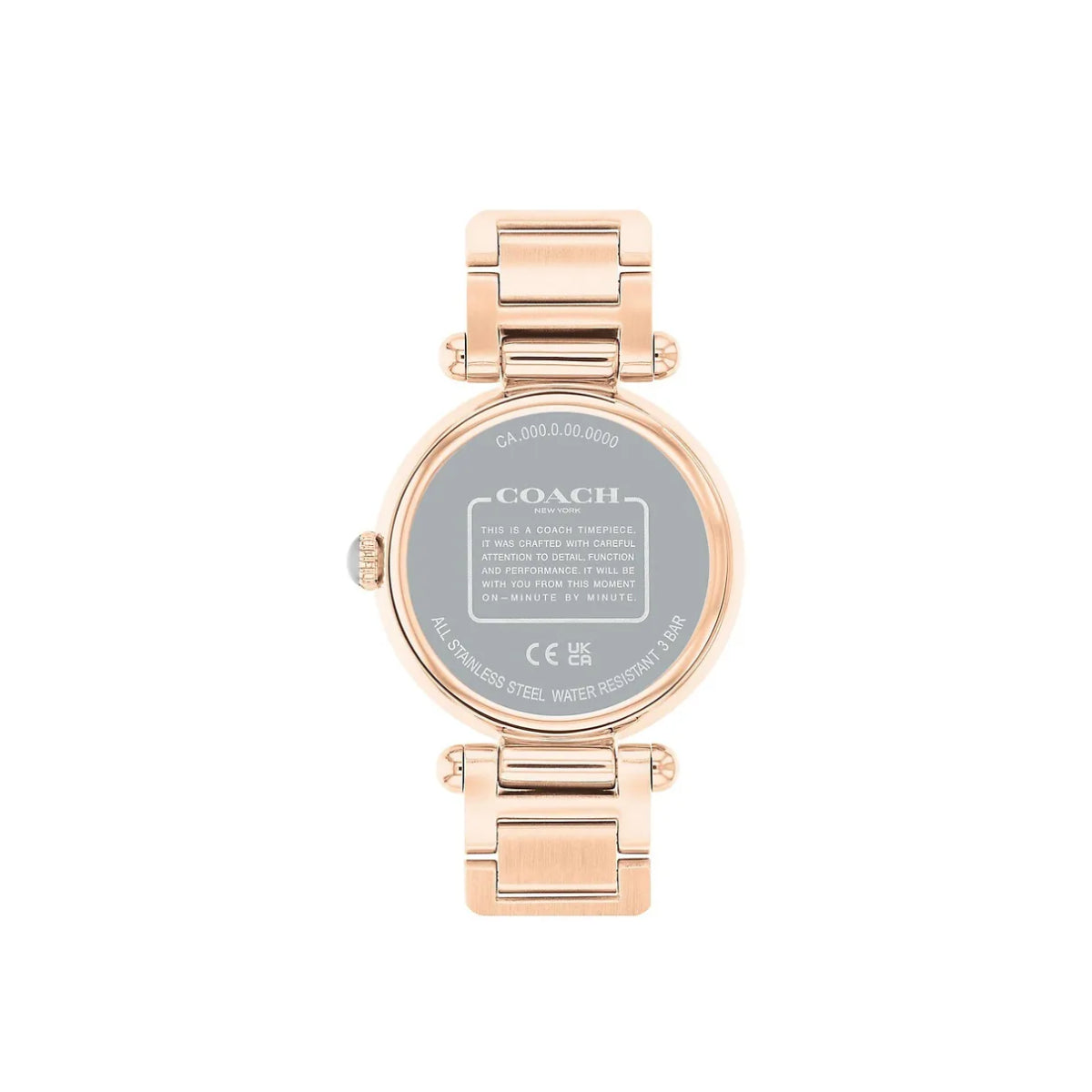 Reloj de pulsera con esfera gris y oro rosa para mujer Coach Cary