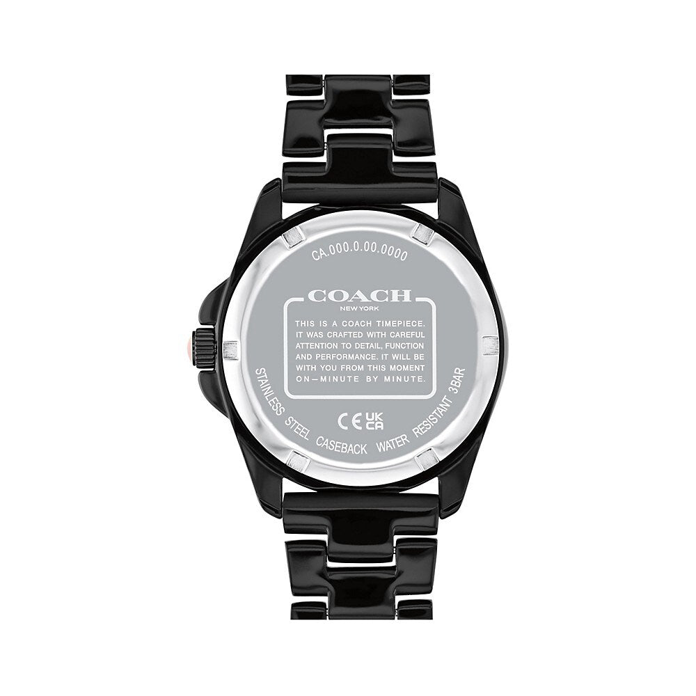 Reloj Coach Greyson de acetato con pulsera de 36 mm para mujer, color negro