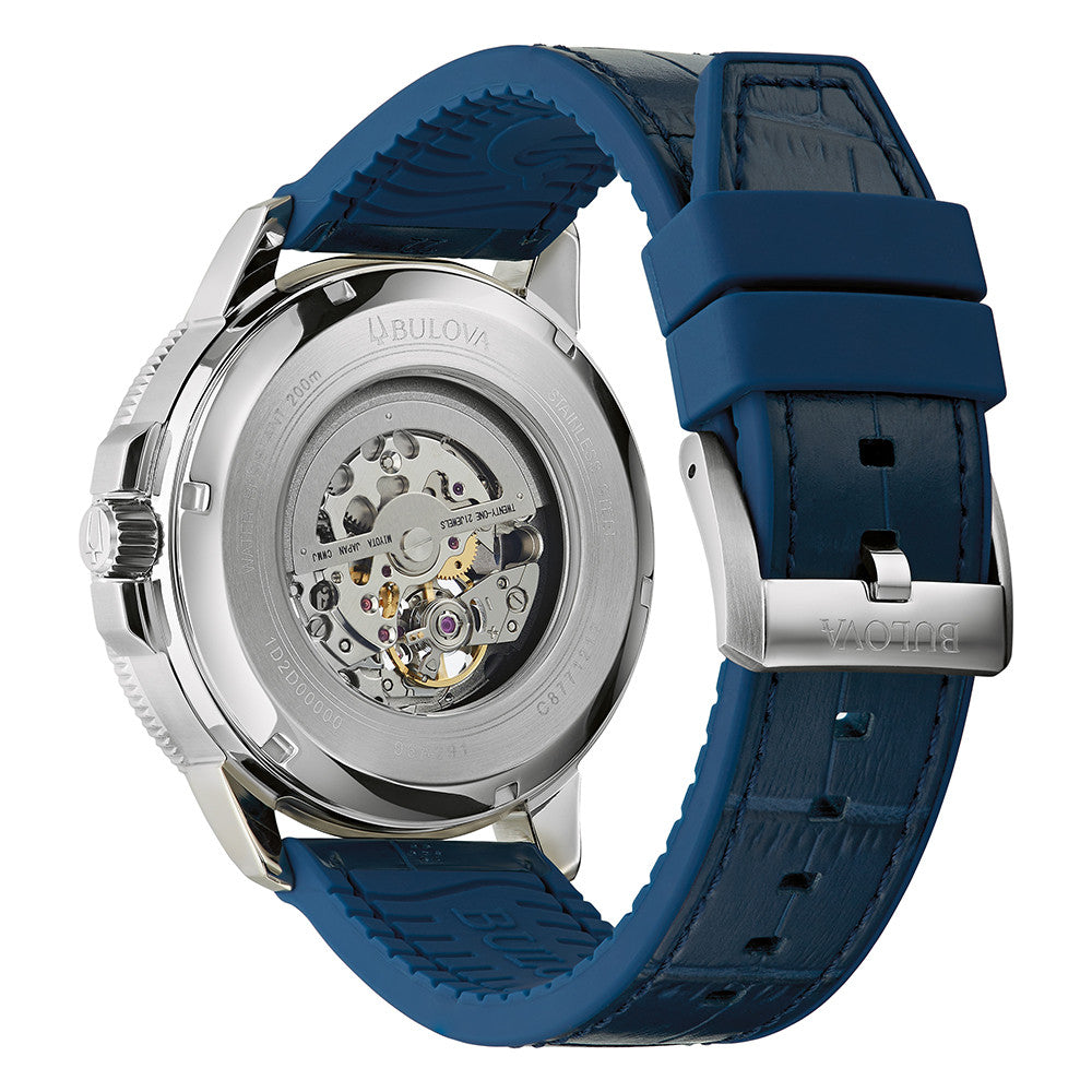 Reloj Bulova Marine Star para hombre con correa de cuero de 45 mm y esfera azul