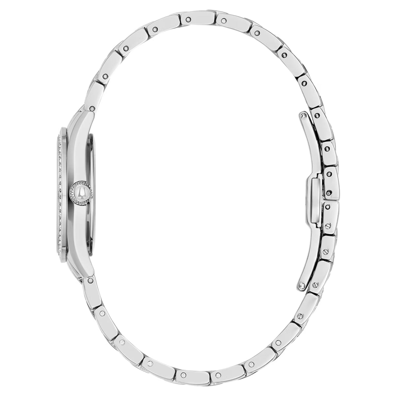 Reloj de pulsera de acero inoxidable para mujer Bulova Crystal de 28,5 mm con esfera blanca