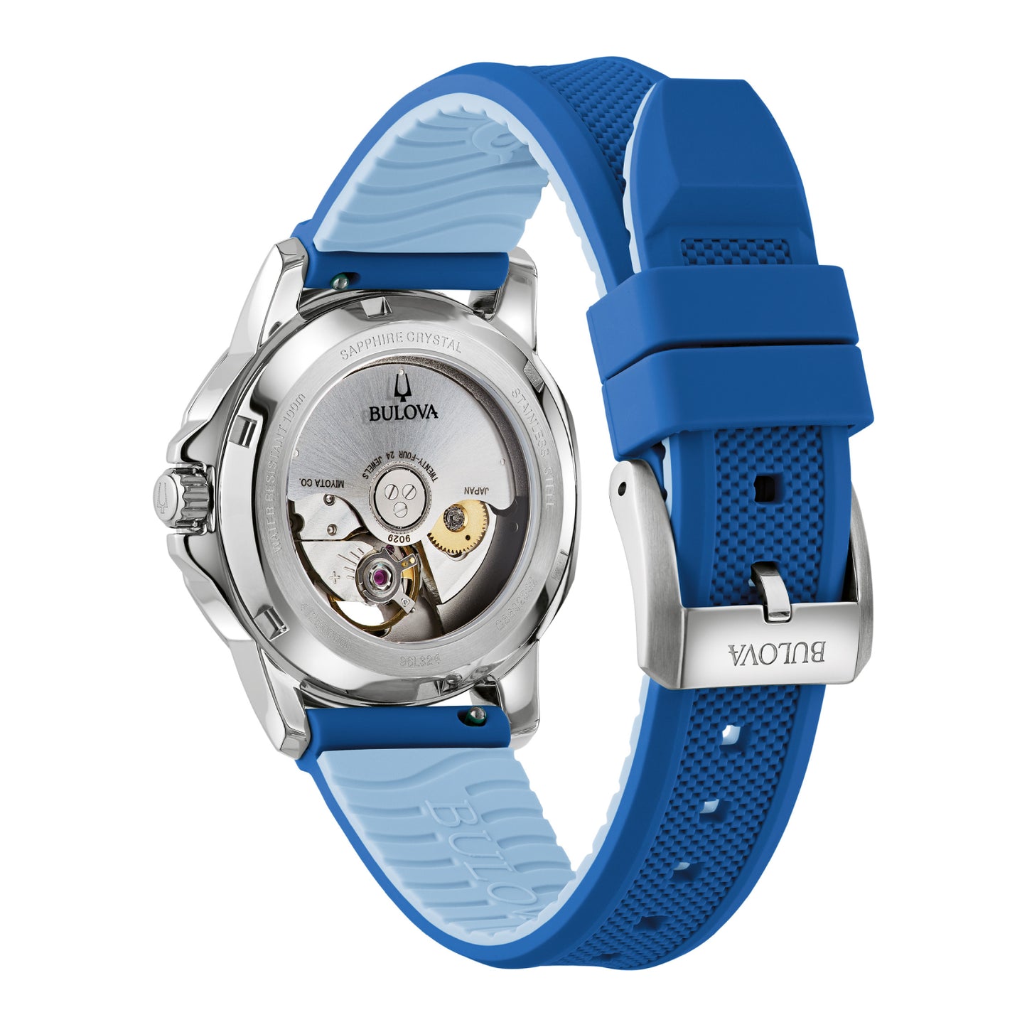 Reloj Bulova Marine Star para mujer, correa azul de 35 mm y esfera blanca