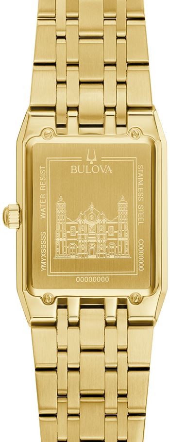 RELOJ BULOVA CUSTOM “LADY OF GUADALUPE” PARA CABALLERO CON ESFERA NEGRA Y ACENTOS DE DIAMANTES 97D130