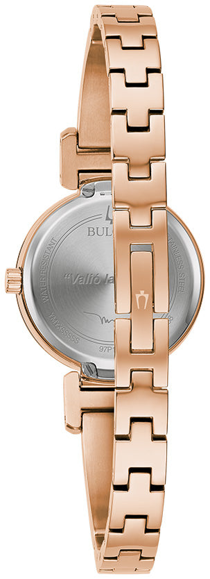 Reloj de pulsera de acero inoxidable de cuarzo Bulova Modern Marc Anthony para mujer de 26 mm con esfera negra