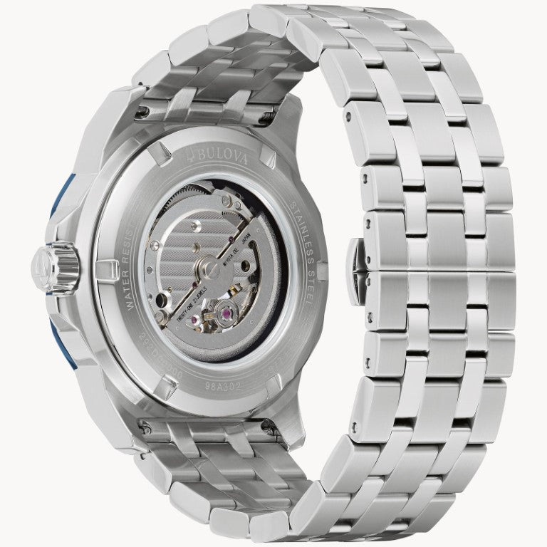 Reloj automático de acero inoxidable Bulova Marine Star para hombre, 44 mm, esfera azul