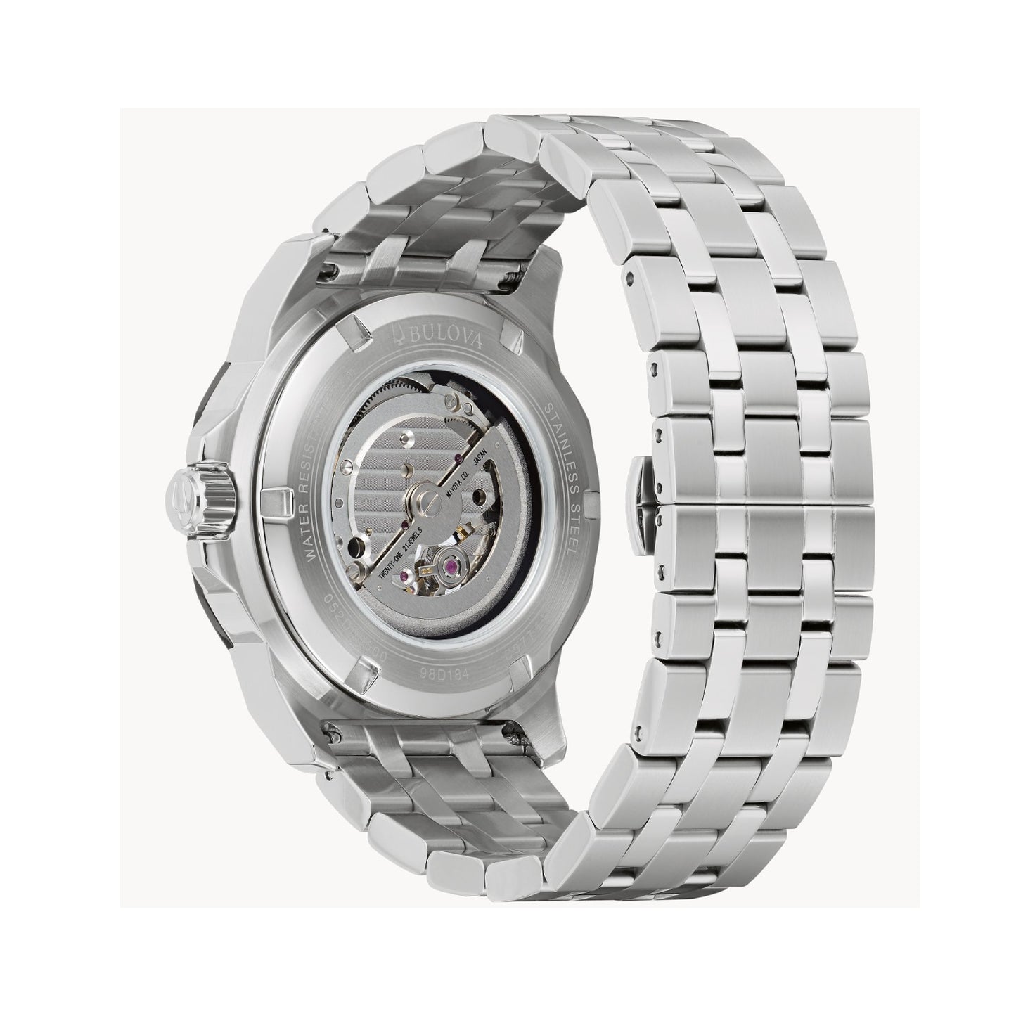 Reloj de pulsera de plata con dos manecillas Bulova Marine Star Marc Anthony para hombre, 45 mm, esfera azul