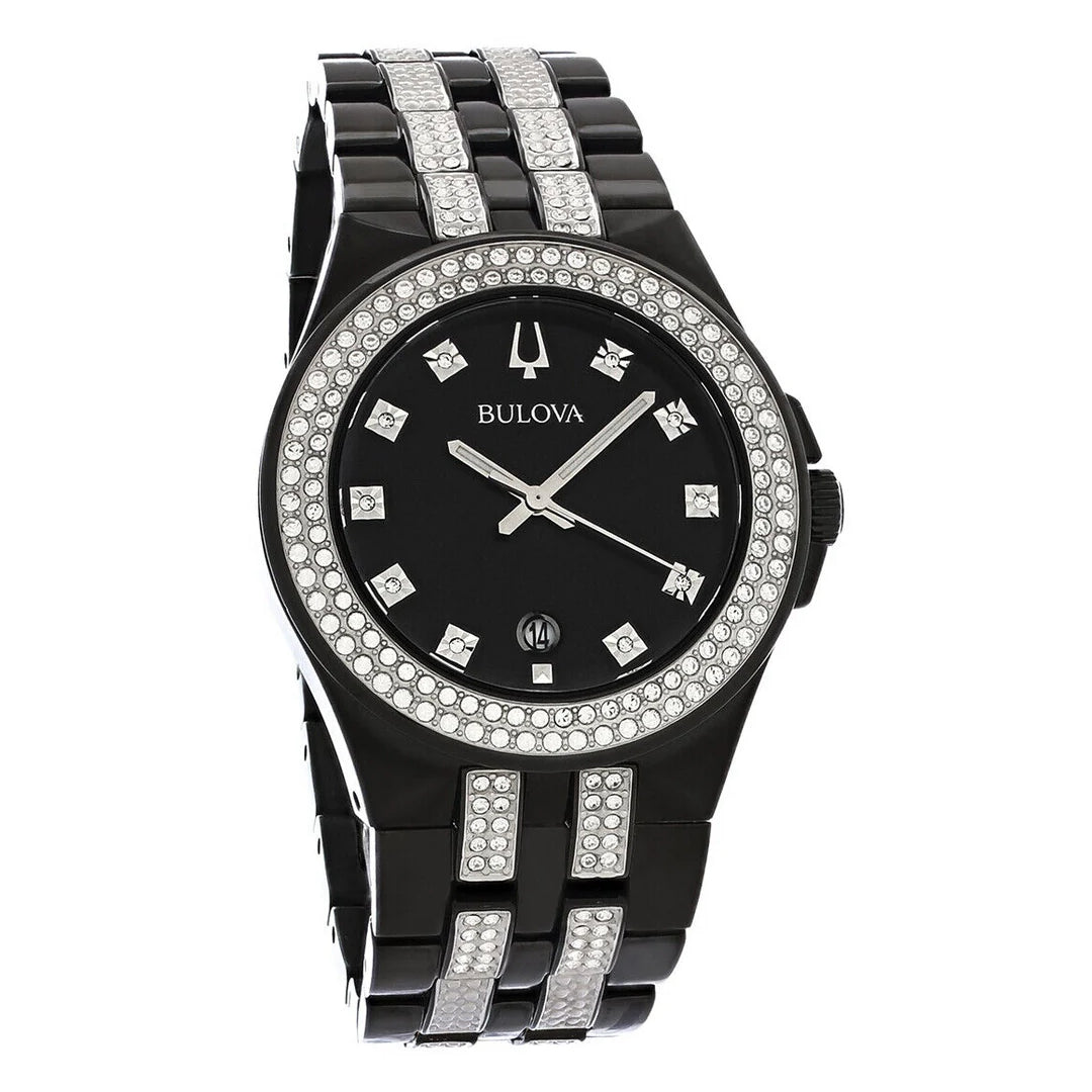 Bulova Crystal Collection Black Dial Two Tone Steel Strap  display picture 3