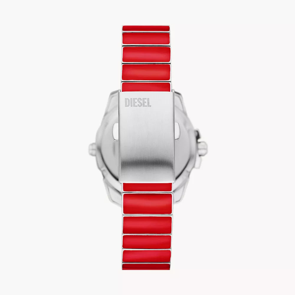 Reloj de pulsera de cuarzo para hombre Diesel Baby Chief de 32 mm, color rojo y plateado