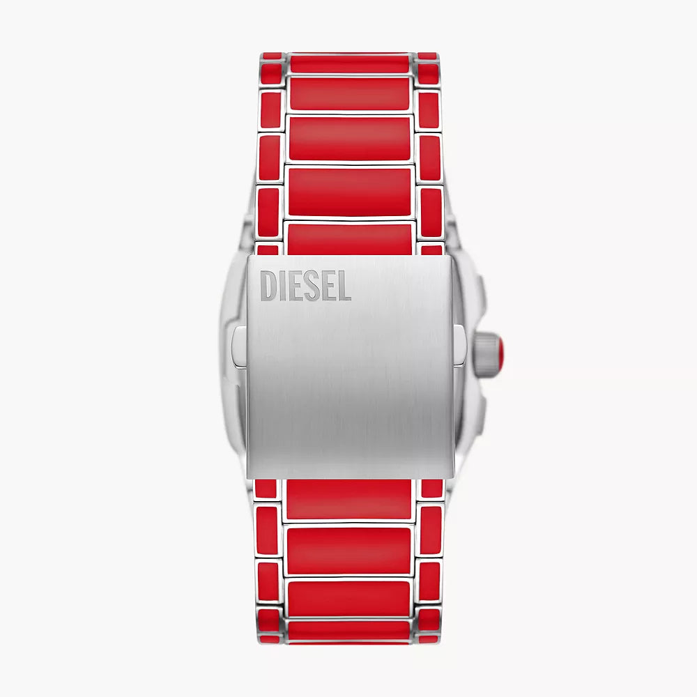 Reloj de pulsera Diesel Cliffhanger para hombre, de 40 mm, color rojo y plateado