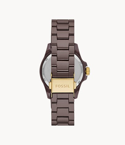 Reloj de cuarzo Fossil para mujer de 36 mm con cristal mineral marrón