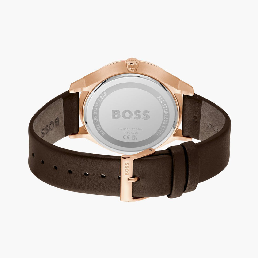 Reloj analógico Boss Tyler para hombre, de 43 mm, con correa de piel de becerro marrón y esfera azul