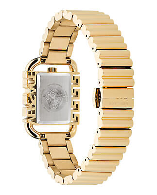 Reloj Versace Flair para mujer, de acero inoxidable, de 26 mm, con pulsera en tono dorado y esfera negra 