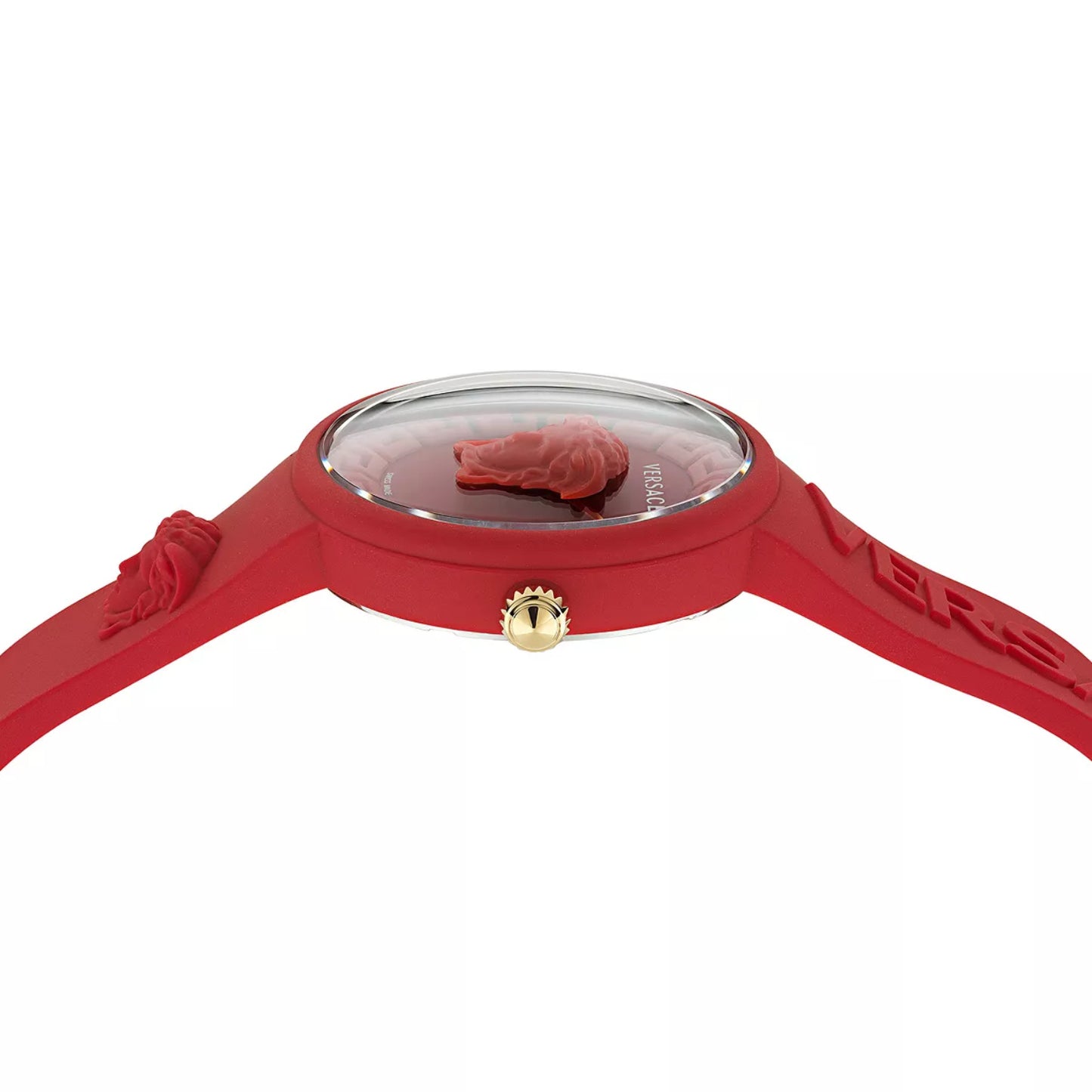 Reloj unisex Versace Medusa Pop de 39 mm con correa suiza y estuche, color rojo