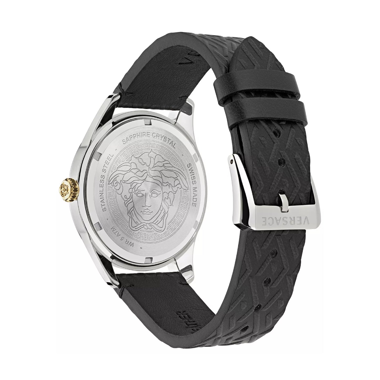 Reloj Versace Greca Time para hombre, correa suiza de 41 mm, color negro