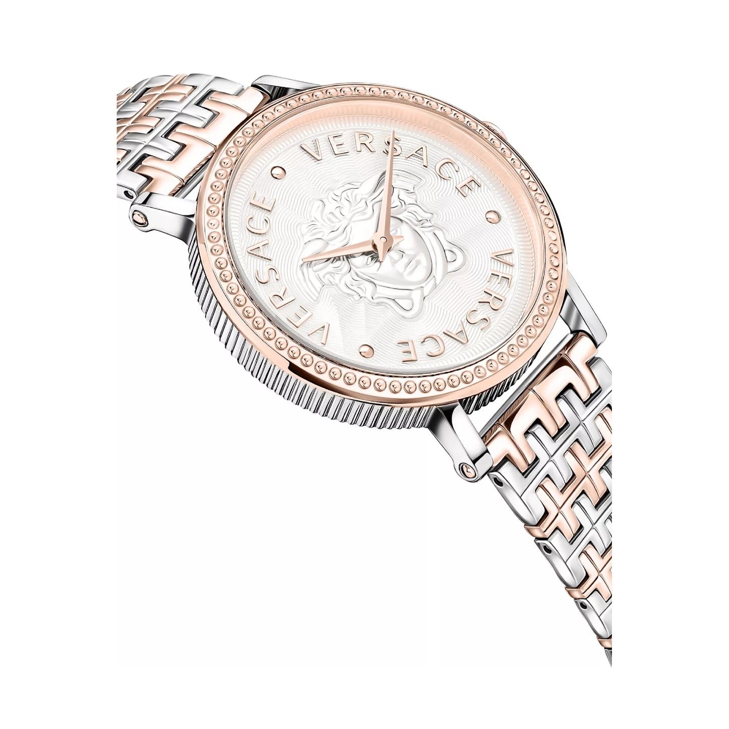 Reloj Versace V-Dollar para mujer, con pulsera de dos tonos suizos, 37 mm, esfera plateada