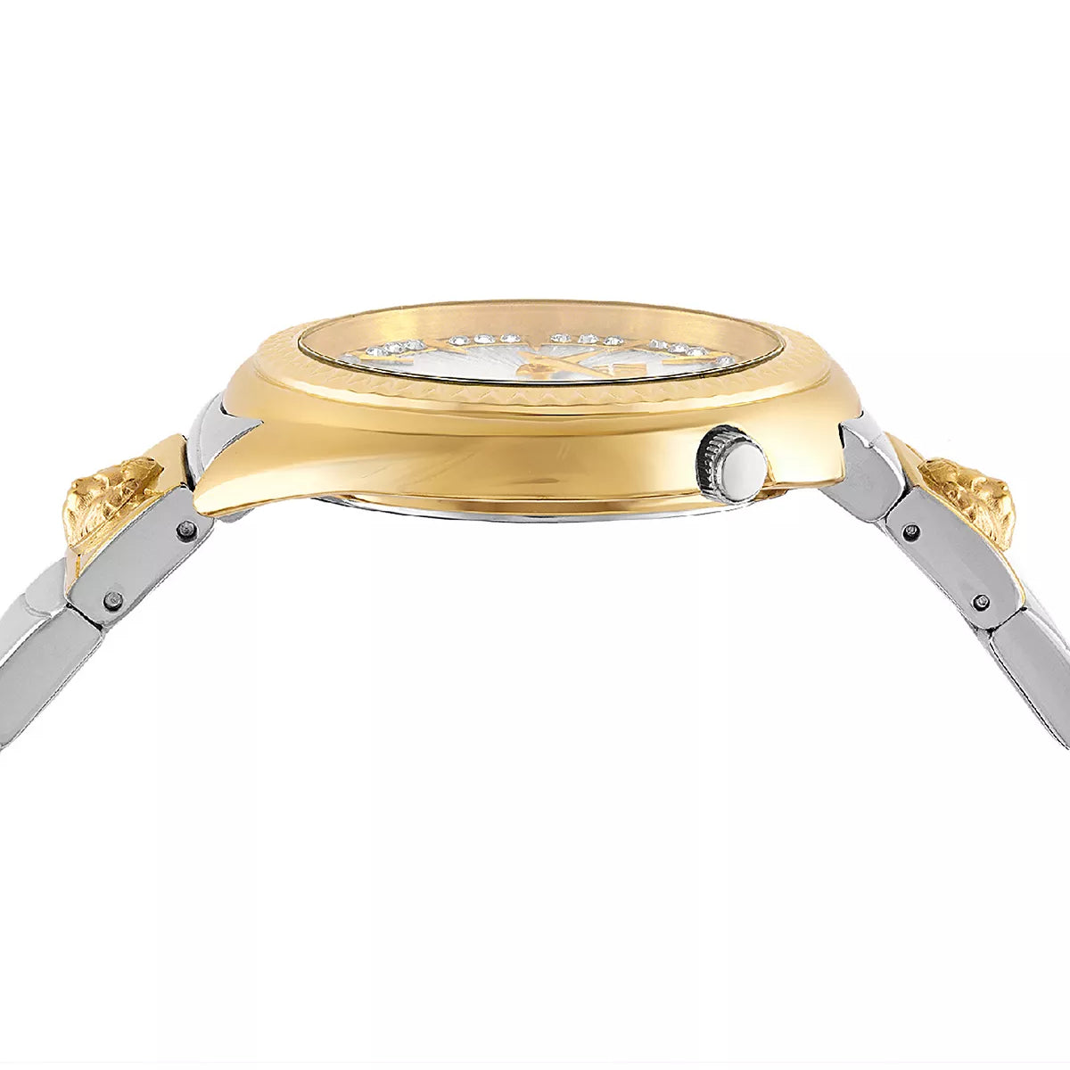 Reloj de pulsera de dos tonos para mujer de 38 mm con cristal Tortona de Versus Versace y esfera plateada