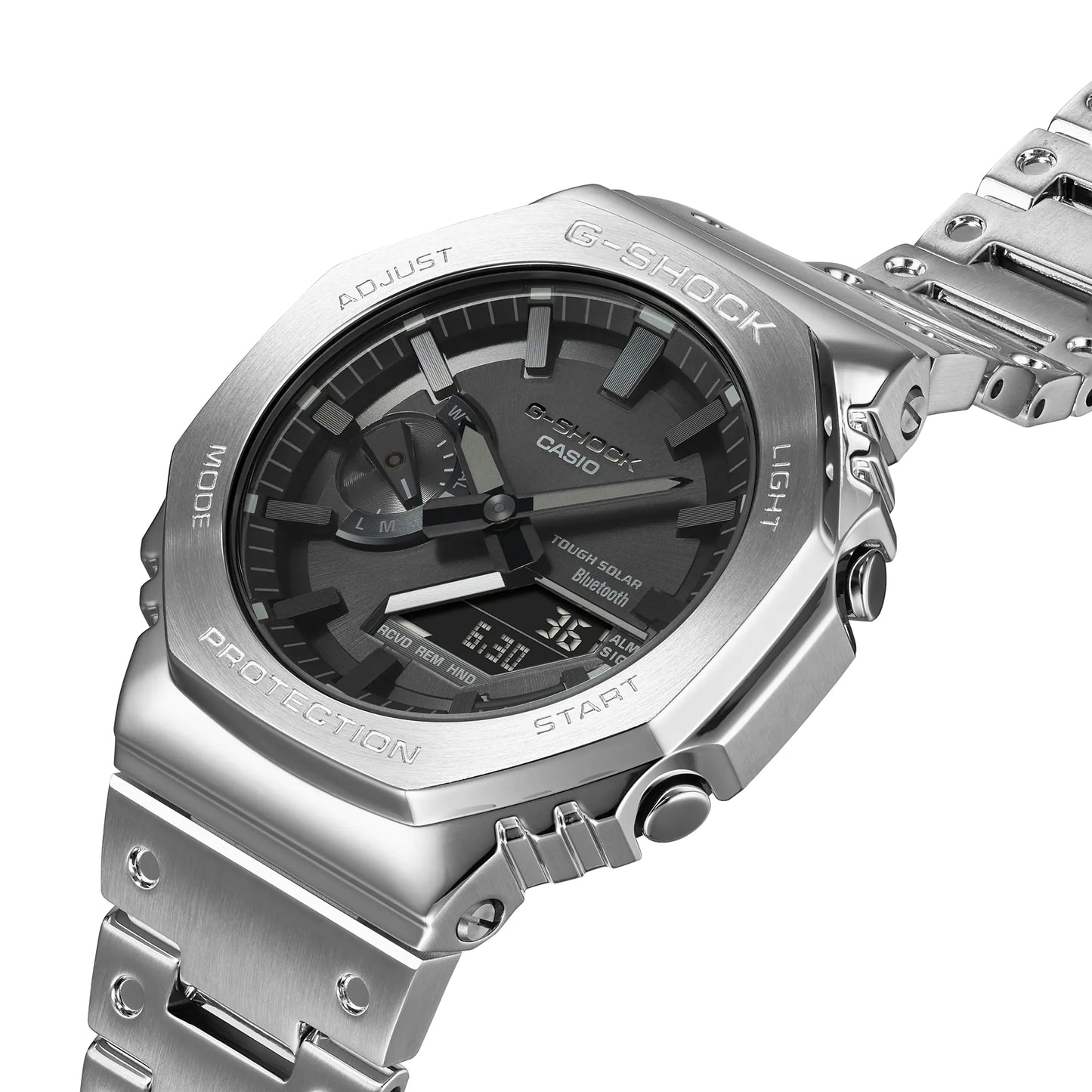 Reloj Casio G-Shock de cuarzo para hombre, de 41 mm, de acero inoxidable y pulsera plateada -