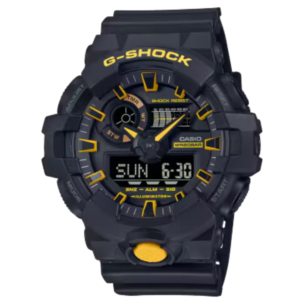 Reloj Casio G-Shock con correa analógica digital de 53,4 mm para hombre, color negro y amarillo