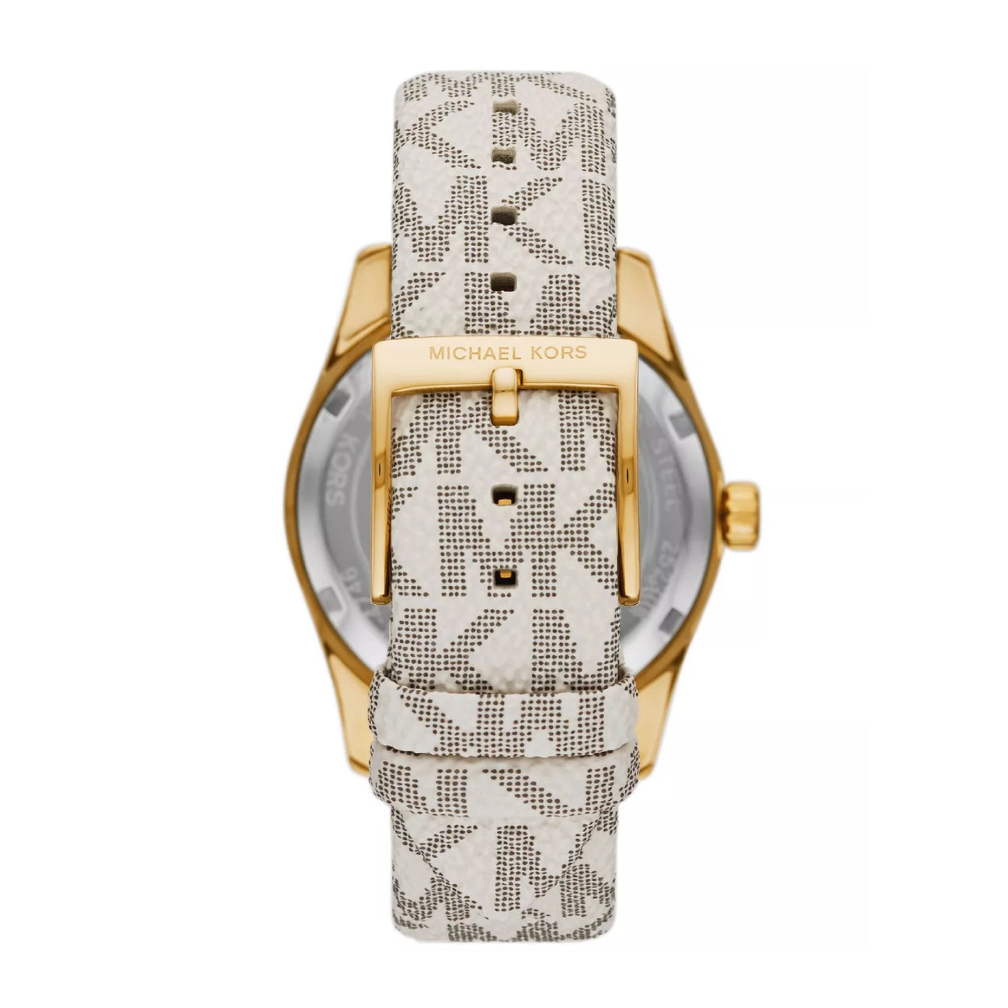 Reloj de cuarzo con correa de color vainilla y esfera blanca de 38 mm para mujer de Micheal Kors Lexington