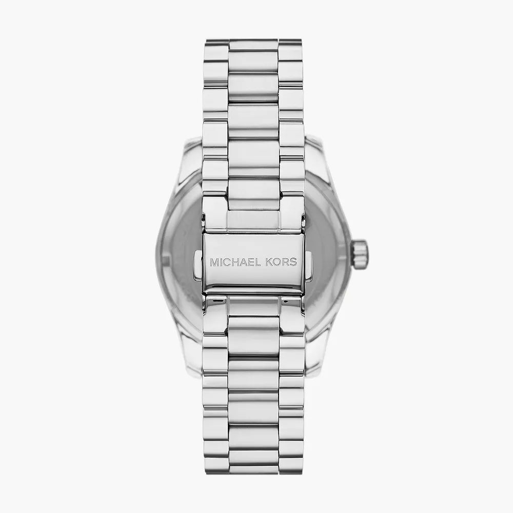 Reloj Michael Kors Lexington para mujer, con pulsera plateada de tres manecillas de 38 mm y esfera rosa