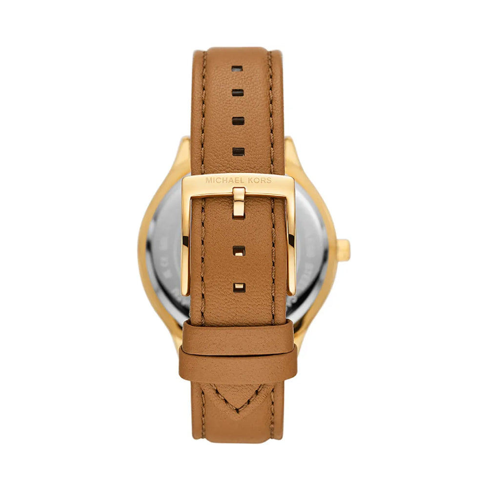 Michael Kors Slim Runway Women's 38mm Brown Strap Watch - White Dial