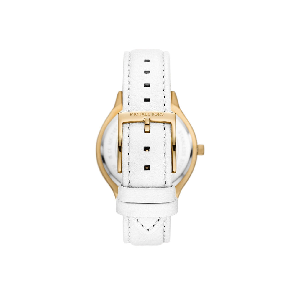 Reloj Michael Kors Slim Runway para mujer con correa de 38 mm, color blanco