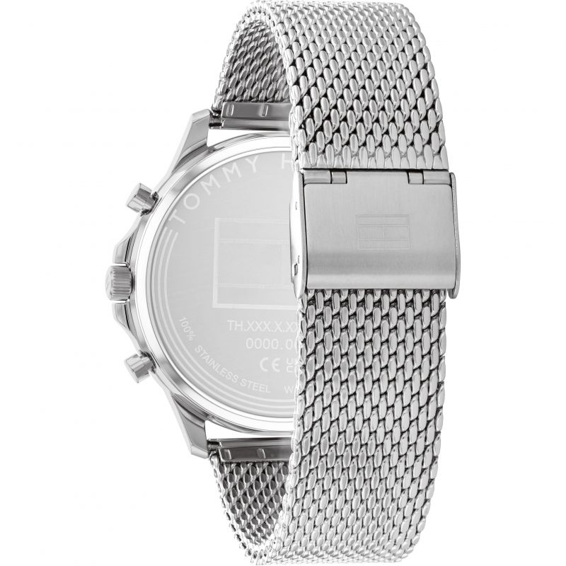 Reloj de cuarzo con pulsera de malla de acero inoxidable de 44 mm para hombre de Tommy Hilfiger Ryder, esfera verde
