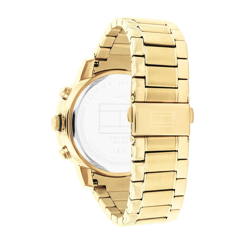 Reloj de pulsera dorado para hombre Tommy Hilfiger Troy de 46 mm con esfera azul