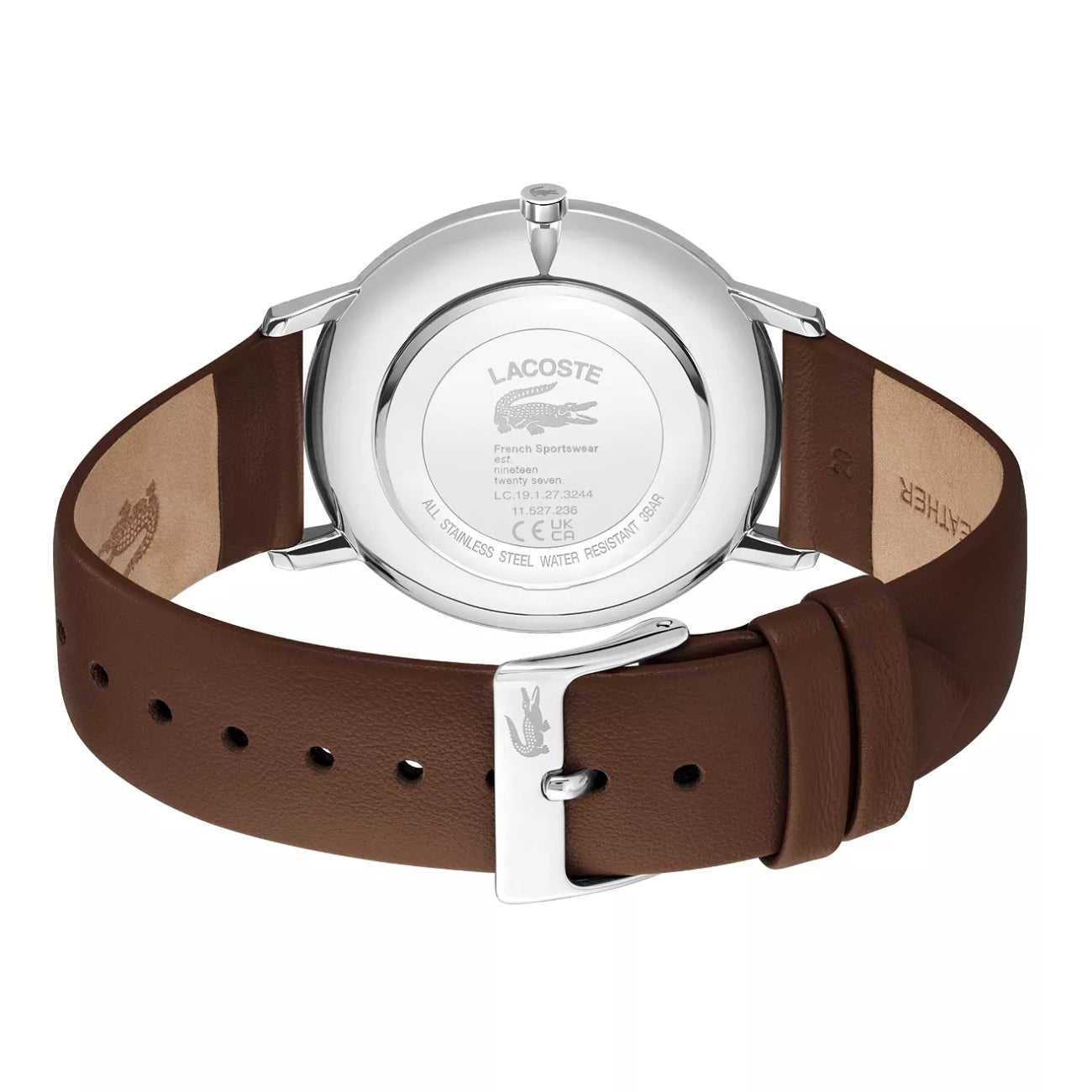 Reloj Lacoste Crocorigin para hombre, correa marrón, 40 mm, esfera azul